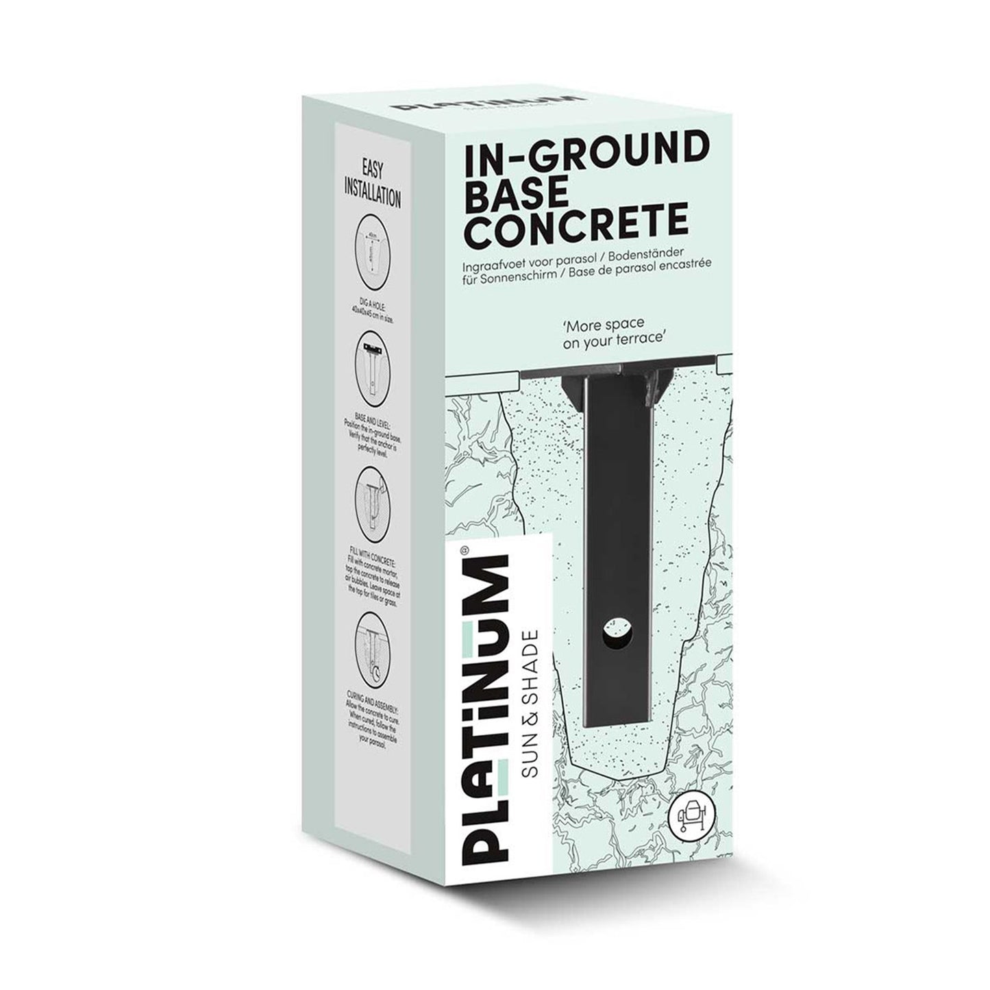 Platinum Bodeneinbausockel Beton | Stahl, Anthrazit, Lösung für Freiarmschirme