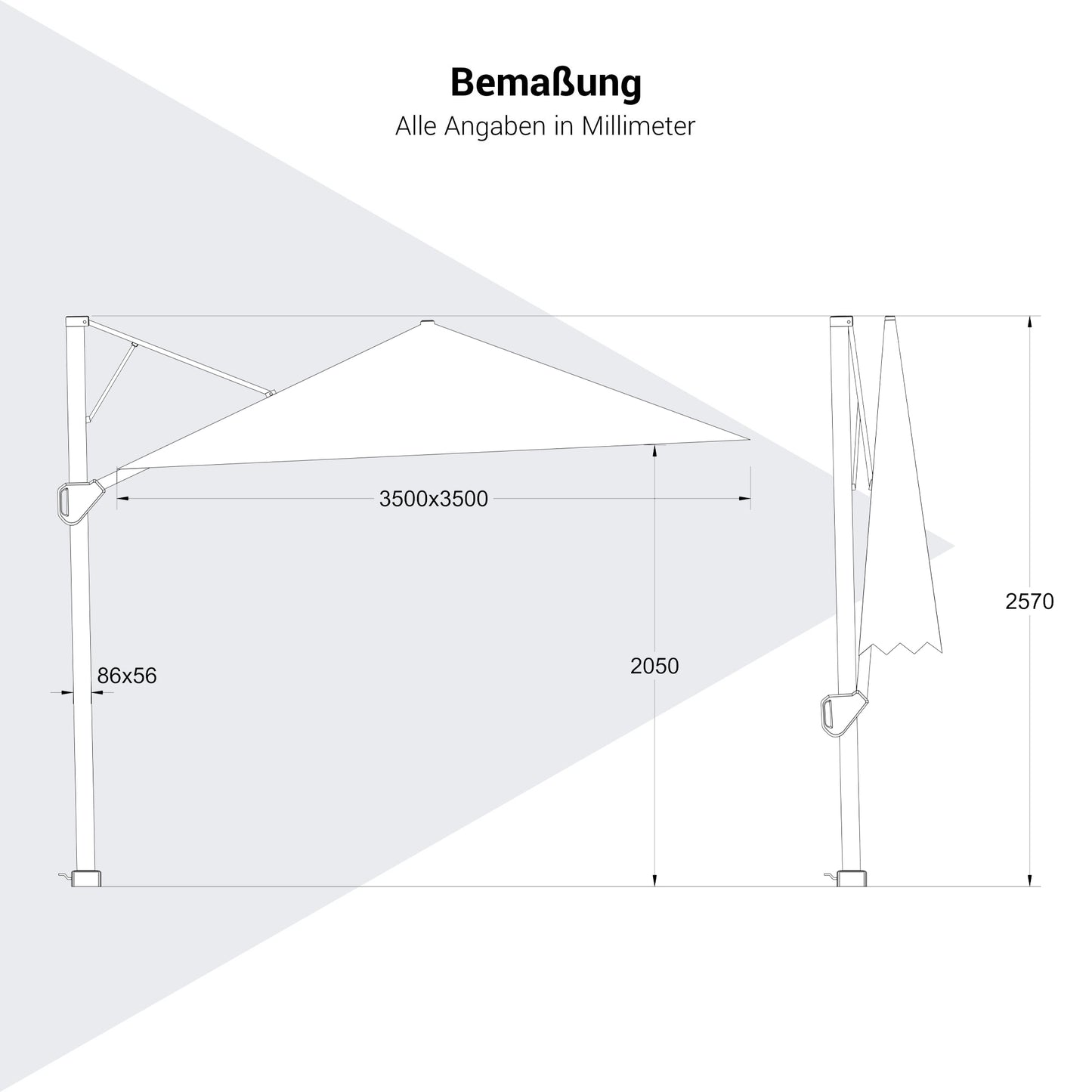 Platinum CHALLENGER T1 Teleskop Ampelschirm | 3500 x 3500 mm, 360° drehbar
