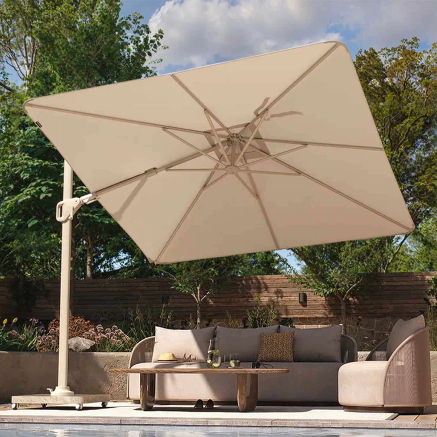 Platinum NEXUS T2 Ampelschirm | 3000 x 3000 mm, 360° drehbar, doppelt schwenkbar