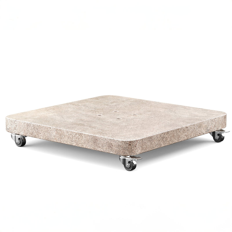 Platinum VENEZIA ROUND EDGE Schirmständer | Mit Rollen, abgerundete Ecken, Beige Granit, 90-150 kg - 1 Main Image