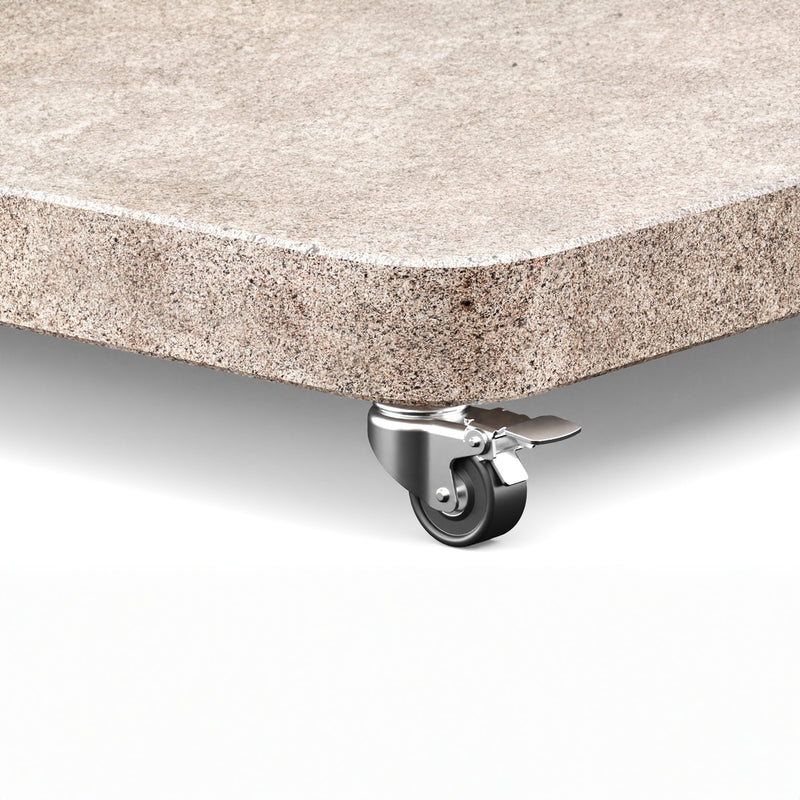 Platinum VENEZIA ROUND EDGE Schirmständer | Mit Rollen, abgerundete Ecken, Beige Granit, 90-150 kg - 2 Main Image