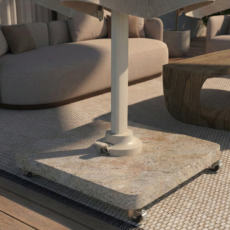 Platinum VENEZIA ROUND EDGE Schirmständer | Mit Rollen, abgerundete Ecken, Beige Granit, 90-150 kg - 7 Main Image