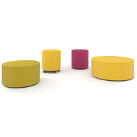 GIRO Pouf / Sitzhocker | Rollbar, Ø 400 mm, Wollbezüge VELITO / SYNERGY