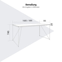 Bureau AIR | 1600 - 1800 mm, chêne du nord gris