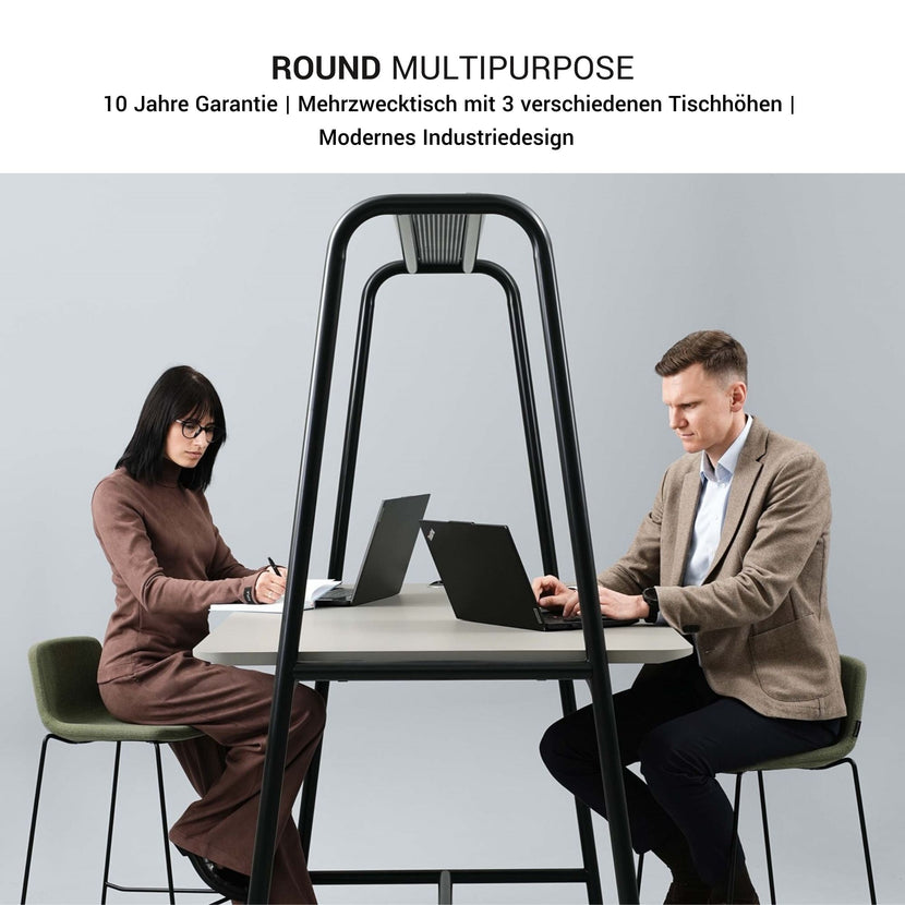 ROUND Multipurpose Tisch | 1600 - 1800 x 740 - 1050 mm, Weiß