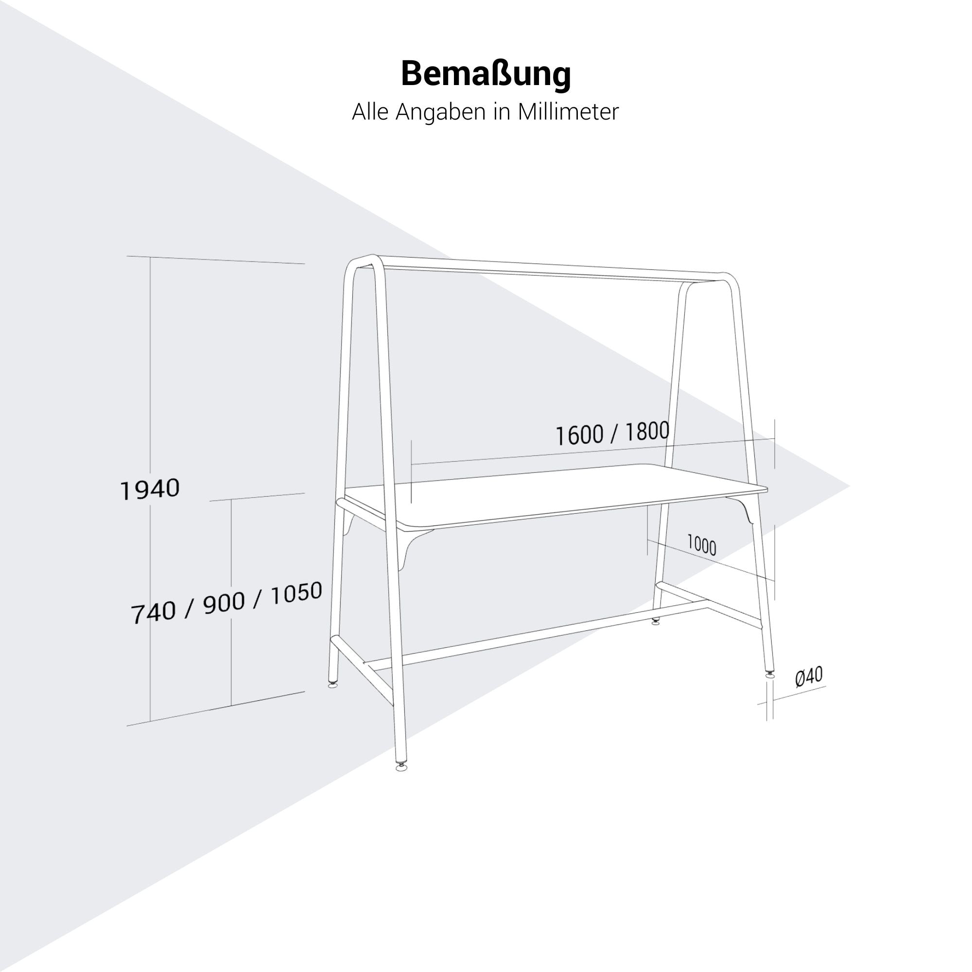ROUND Multipurpose Tisch | 1600 - 1800 x 740 - 1050 mm, Weiß