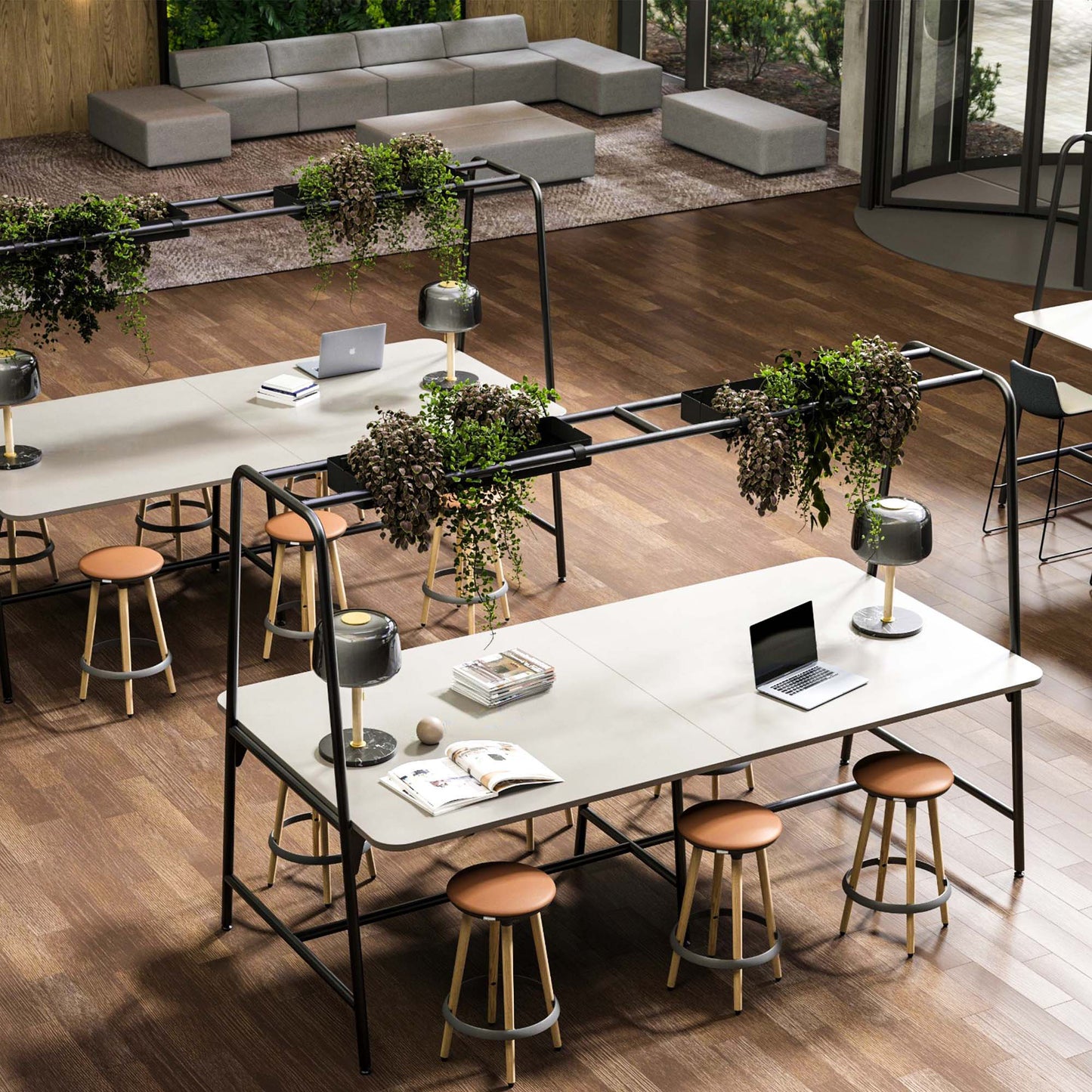 Round multipurpose table | 2400 - 2800 x 740 - 1050 mm, Fenix ​​gray
