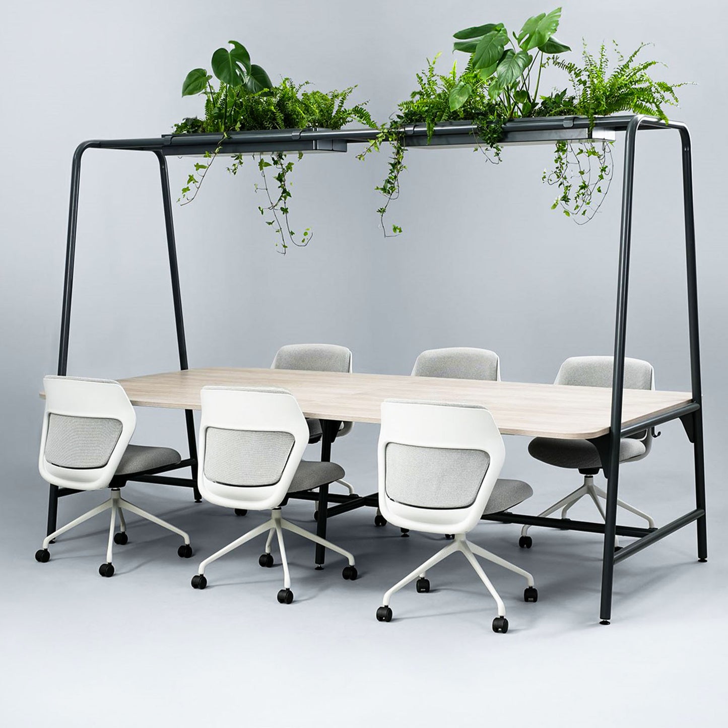 Round multipurpose table | 2400 - 2800 x 740 - 1050 mm, Fenix ​​gray
