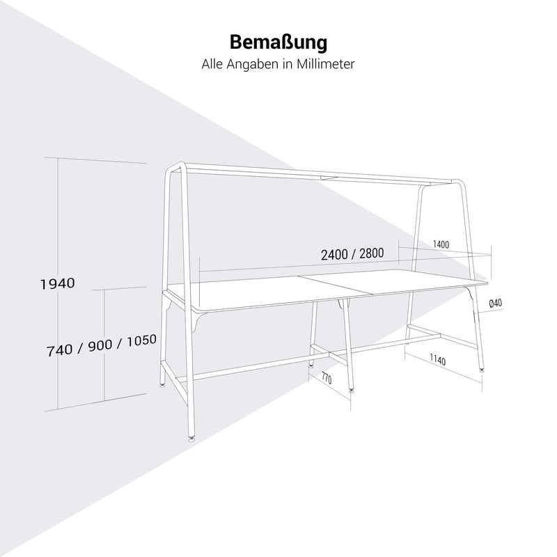 ROUND Multipurpose Tisch | 2400 - 2800  x 740 - 1050 mm, Weiß - 8 Main Image