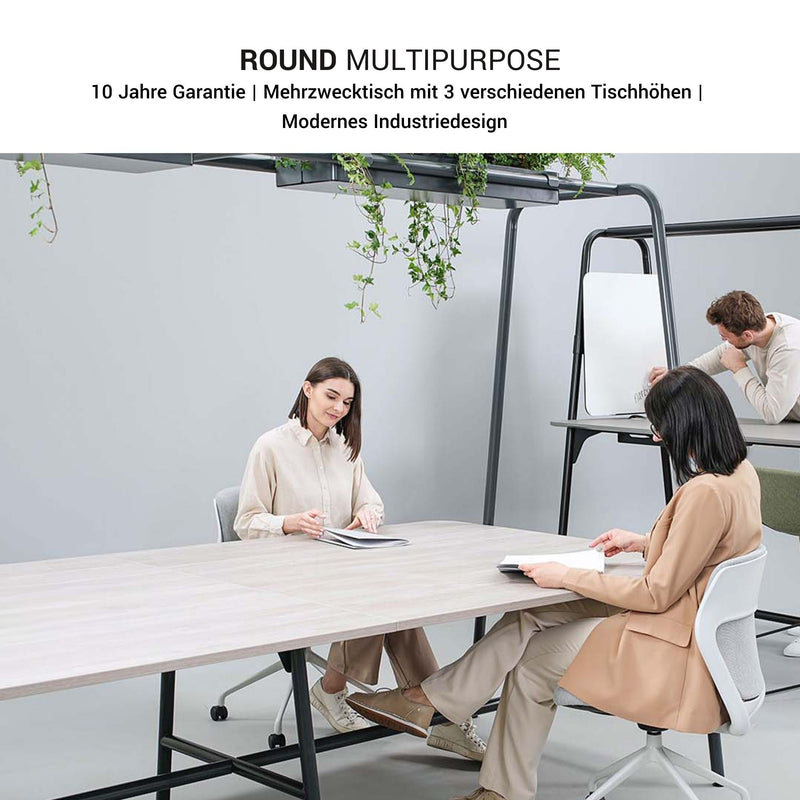 ROUND Multipurpose Tisch | 2400 - 2800  x 740 - 1050 mm, Weiß - 5 Main Image
