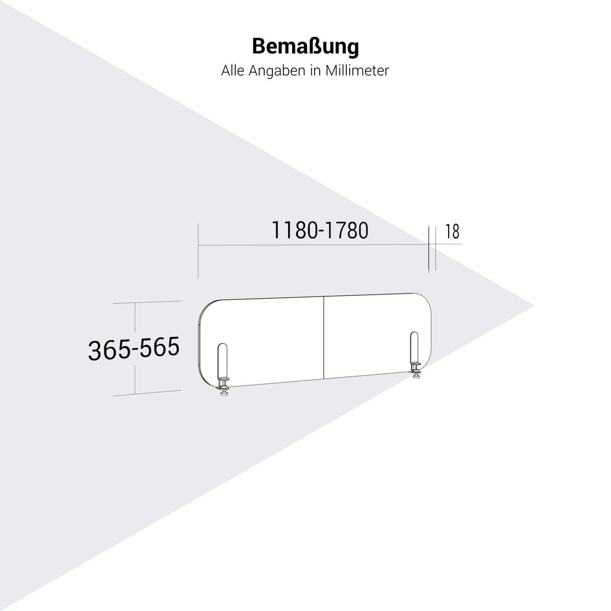 ROUND PET Akustik-Tischtrennwand | 1180-1780 mm, über 20 Farben