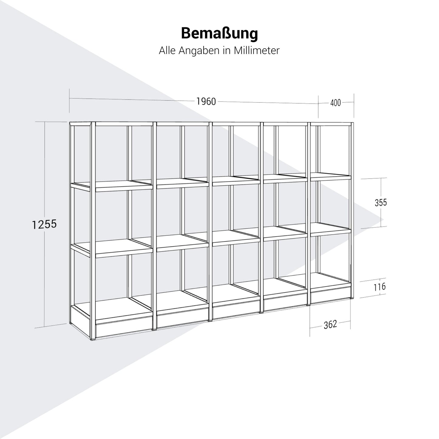 Atella Shelf | 3 Oh, 1960 x 1255 mm, antracite