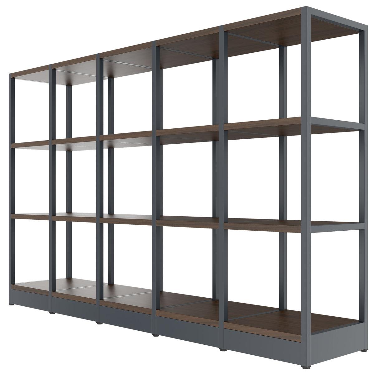 ATELLA Shelving Unit | 3 SH, 1960 x 1255 mm, Walnut - 3 Lightbox Main Image