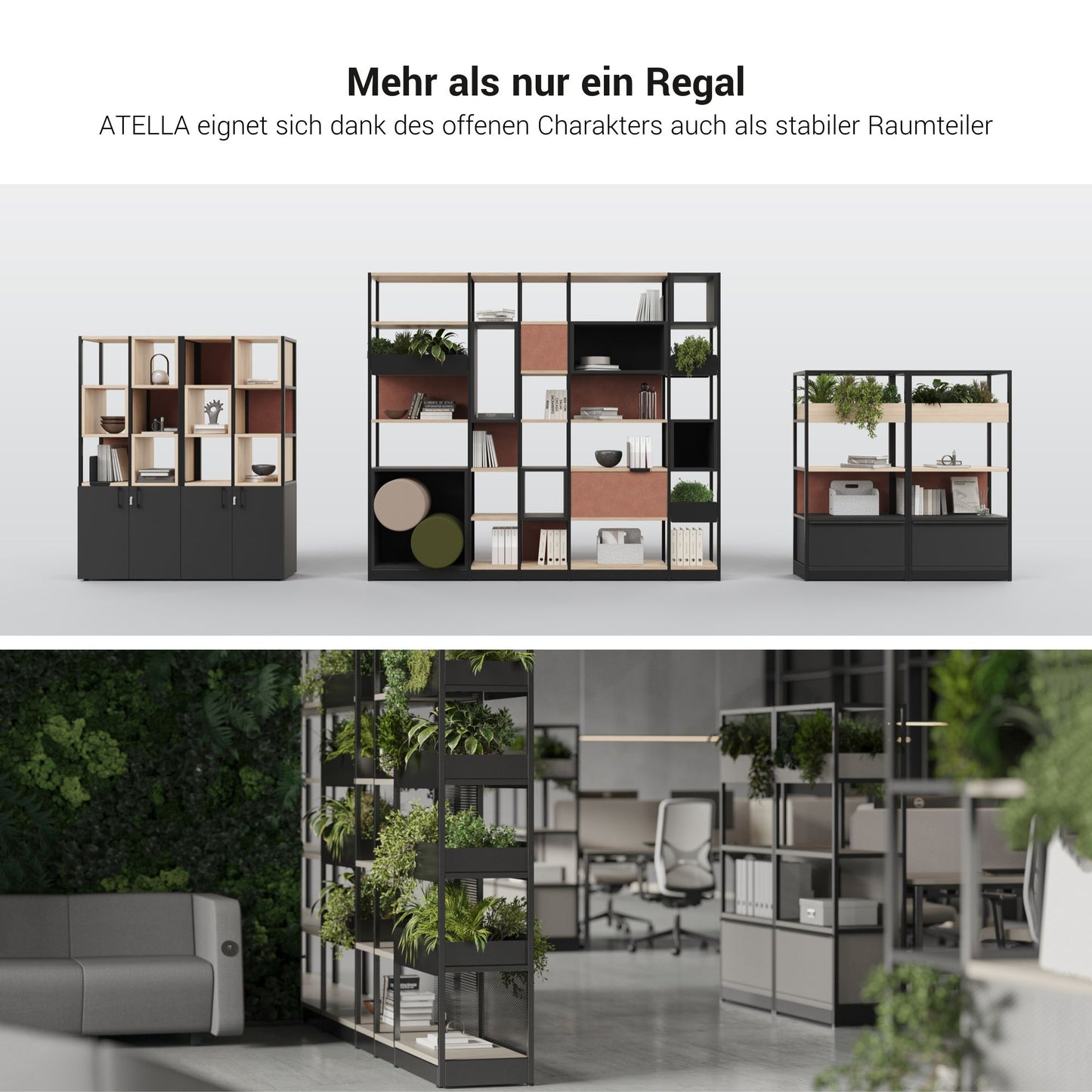 ATELLA Regalschrank | 3 OH, 800 x 1255 mm, Anthrazit