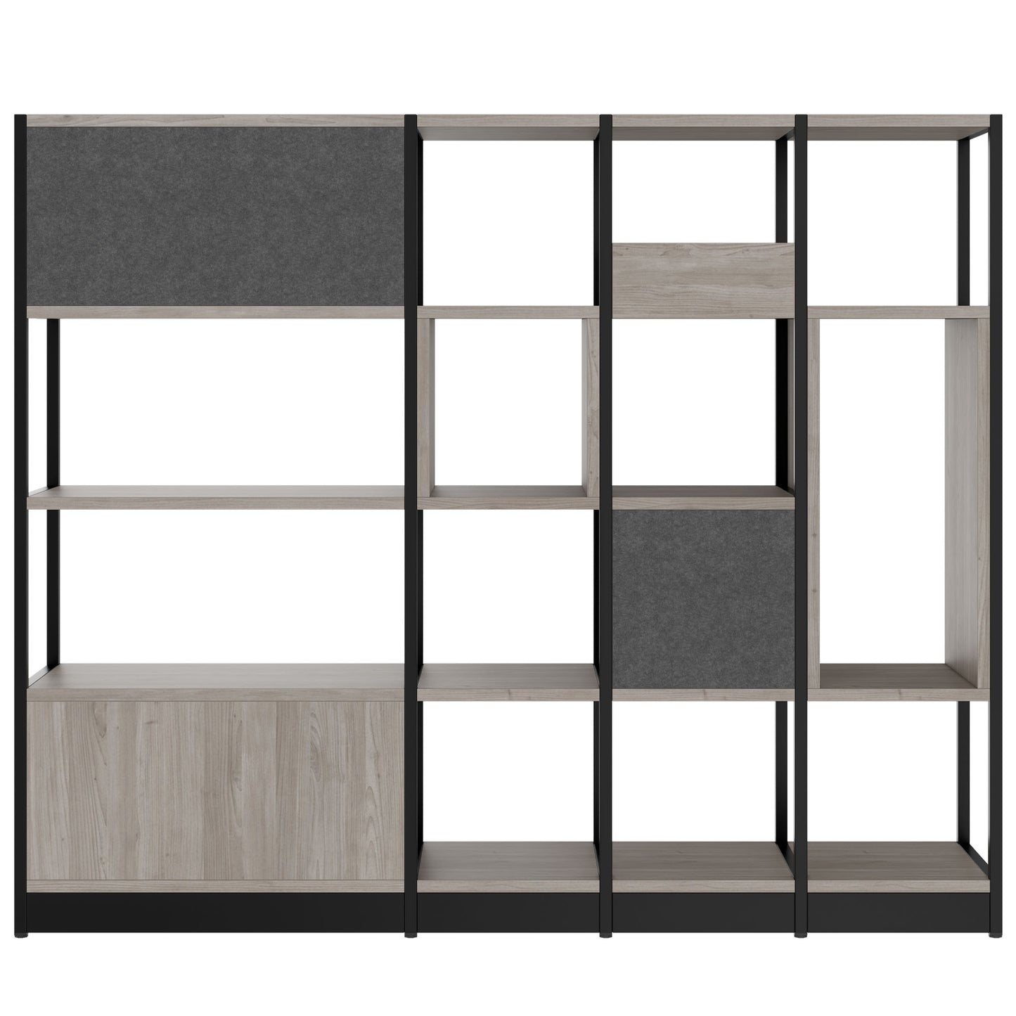 ATELLA shelf cabinet | 4 OH, 1960 x 1635 mm, gray northern oak