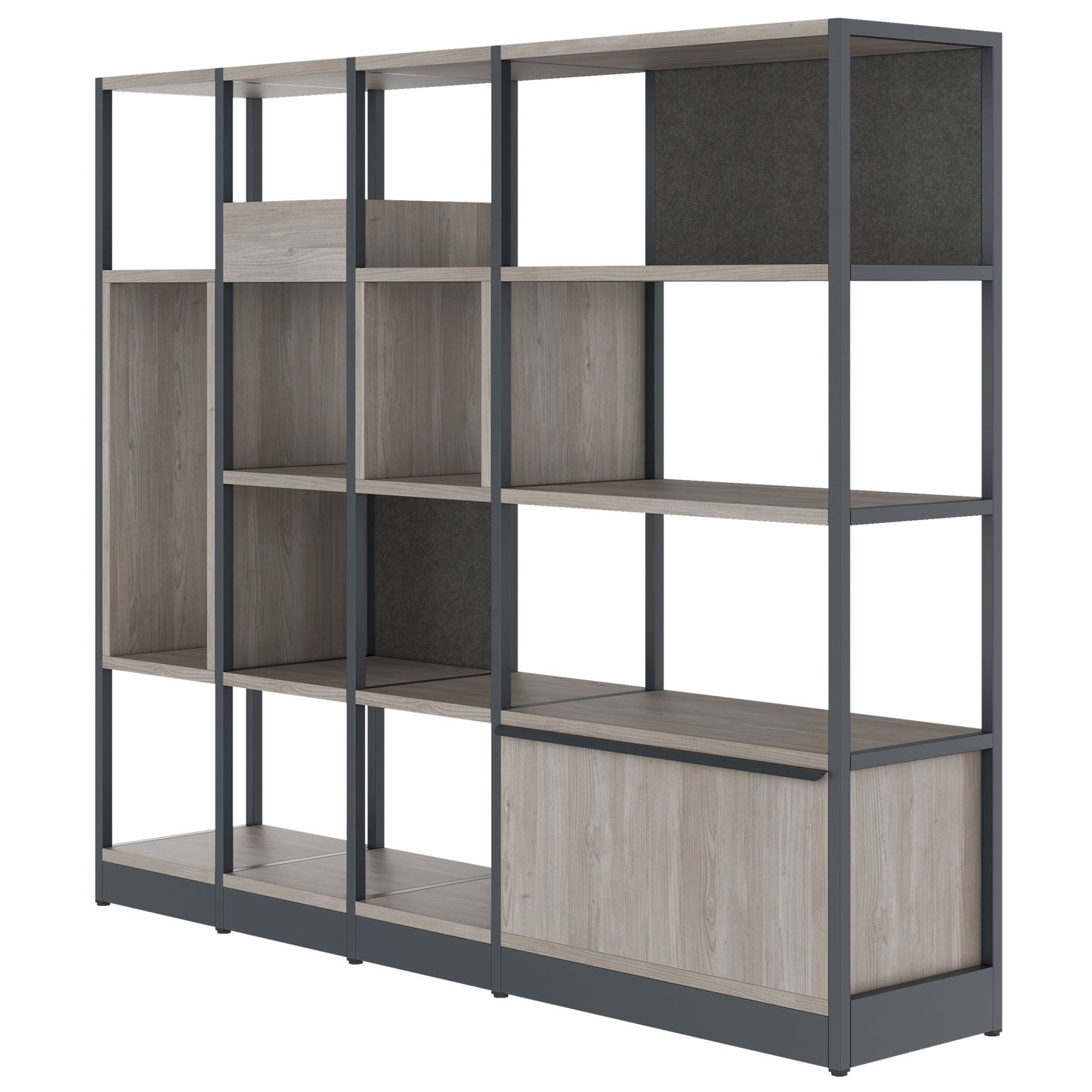 ATELLA shelf cabinet | 4 OH, 1960 x 1635 mm, gray northern oak