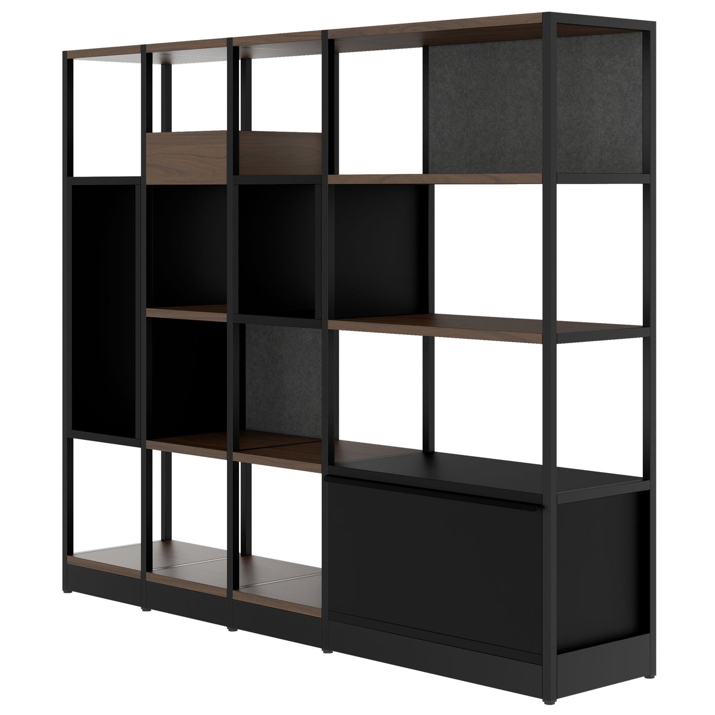 ATELLA Regalschrank | 4 OH, 1960 x 1635 mm, Nussbaum