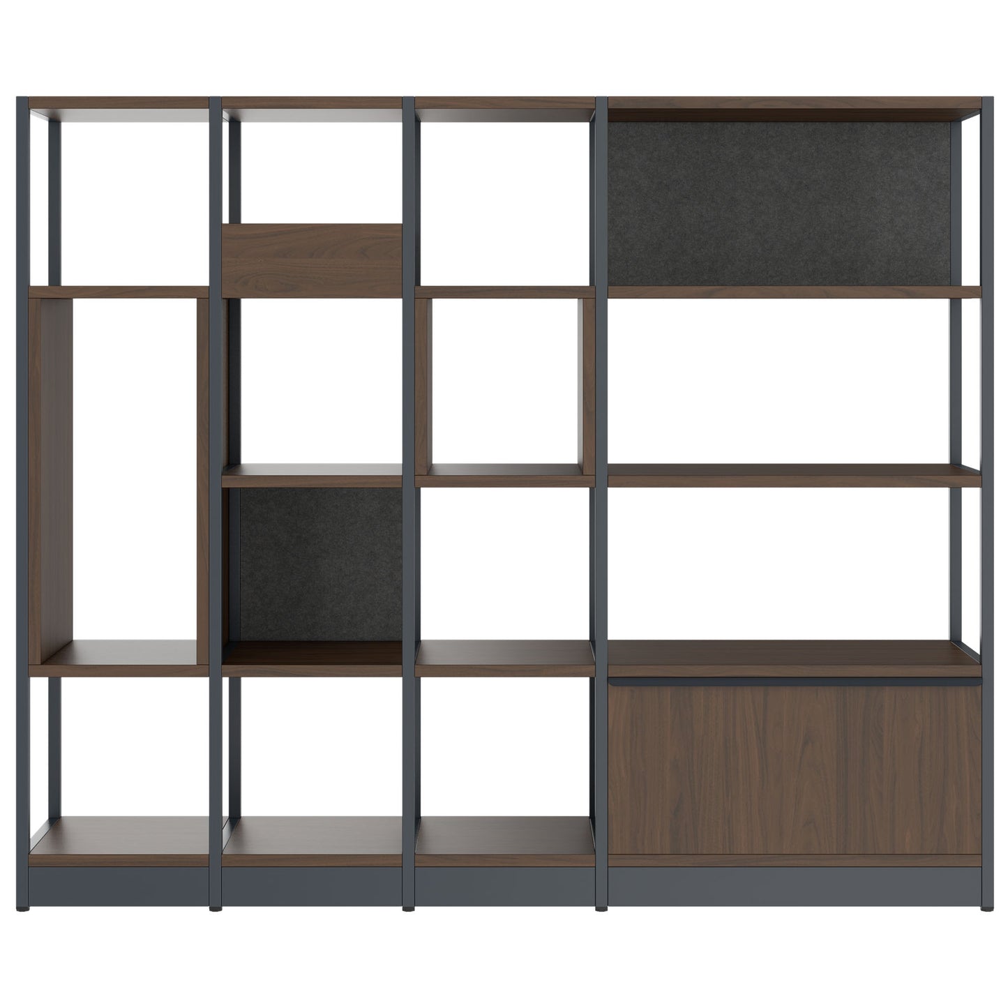 ATELLA Regalschrank | 4 OH, 1960 x 1635 mm, Nussbaum