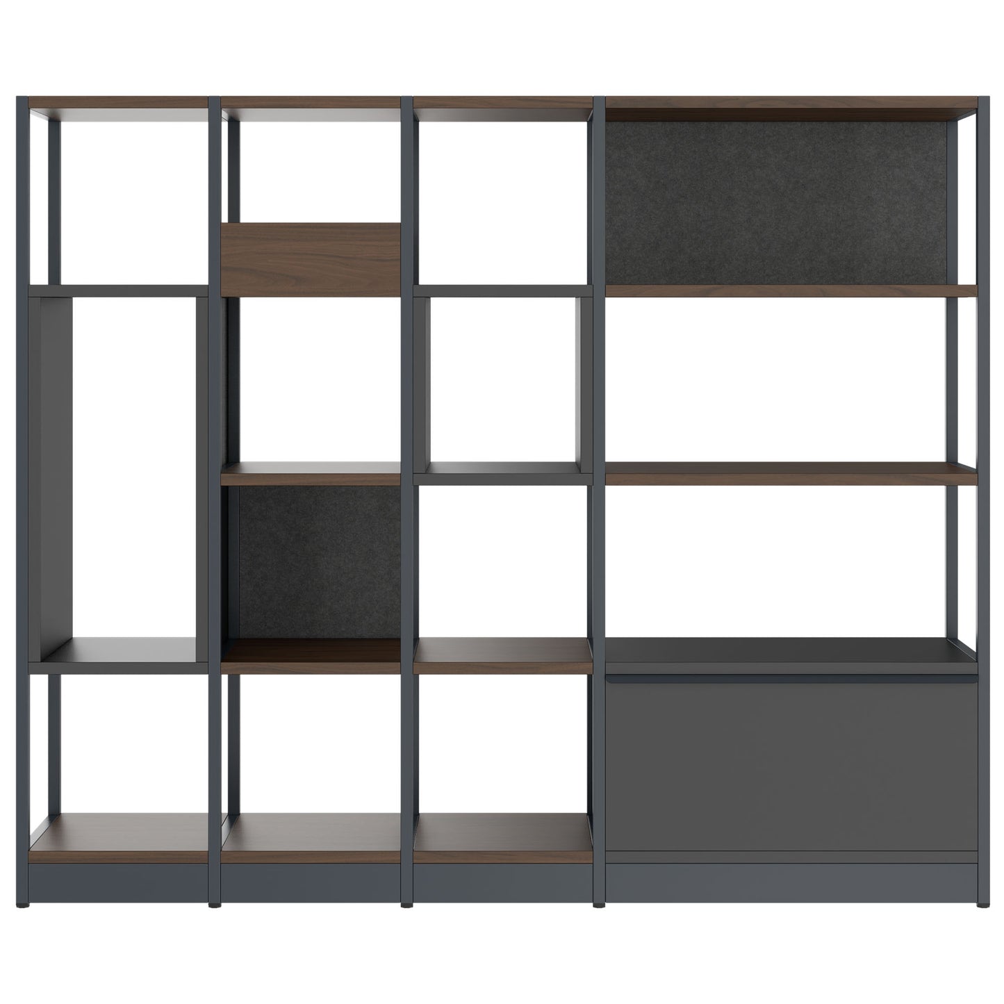 ATELLA shelf cabinet | 4 OH, 1960 x 1635 mm, walnut