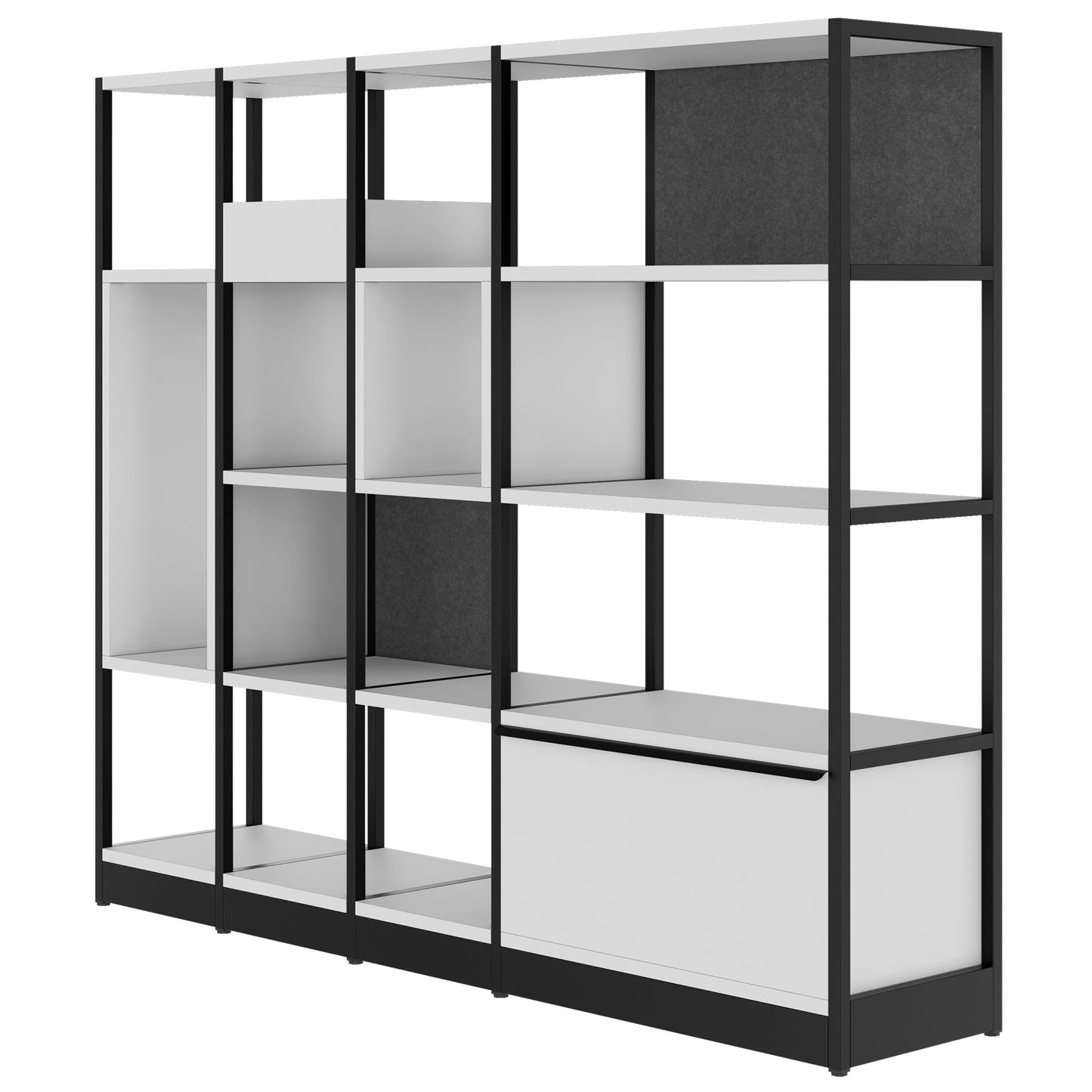 ATELLA shelf cabinet | 4 OH, 1960 x 1635 mm, pearl gray