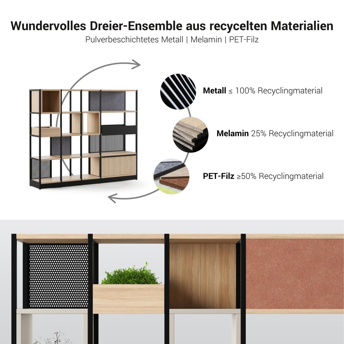 ATELLA Regalschrank | 4 OH, 1960 x 1635 mm, Sandesche