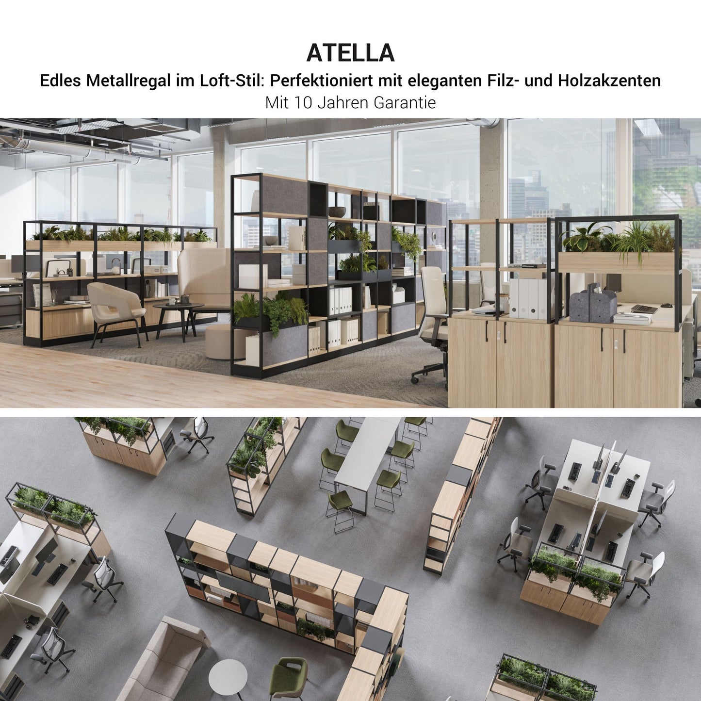 ATELLA Shelf cabinet | 4 Oh, 1960 x 1635 mm, white