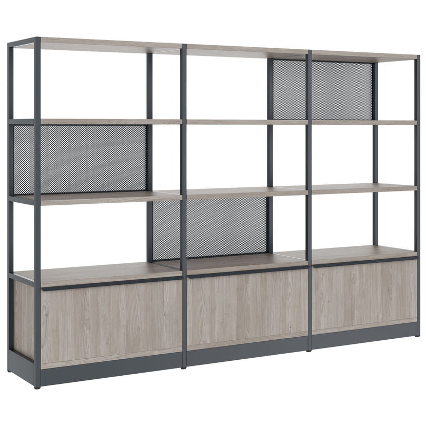 ATELLA Cabinet scaffale | 4 OH, 2350 x 1635 mm, North Oak Grey