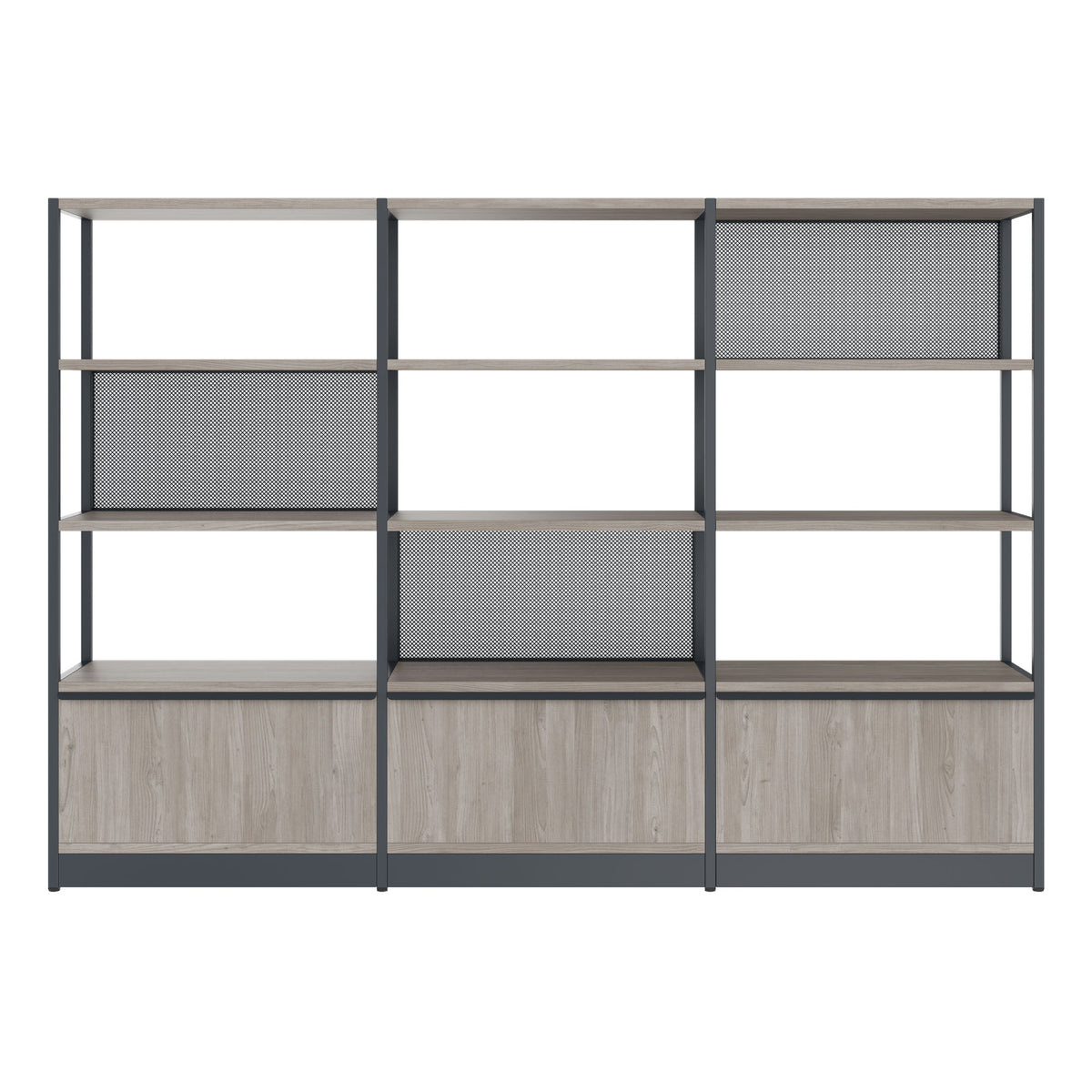ATELLA Regalschrank | 4 OH, 2350 x 1635 mm, Nordeiche grau - 2 Lightbox Main Image