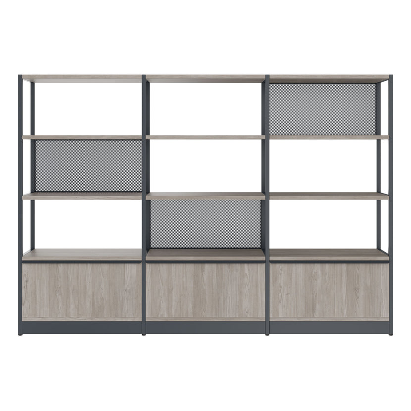 ATELLA Cabinet scaffale | 4 OH, 2350 x 1635 mm, North Oak Grey