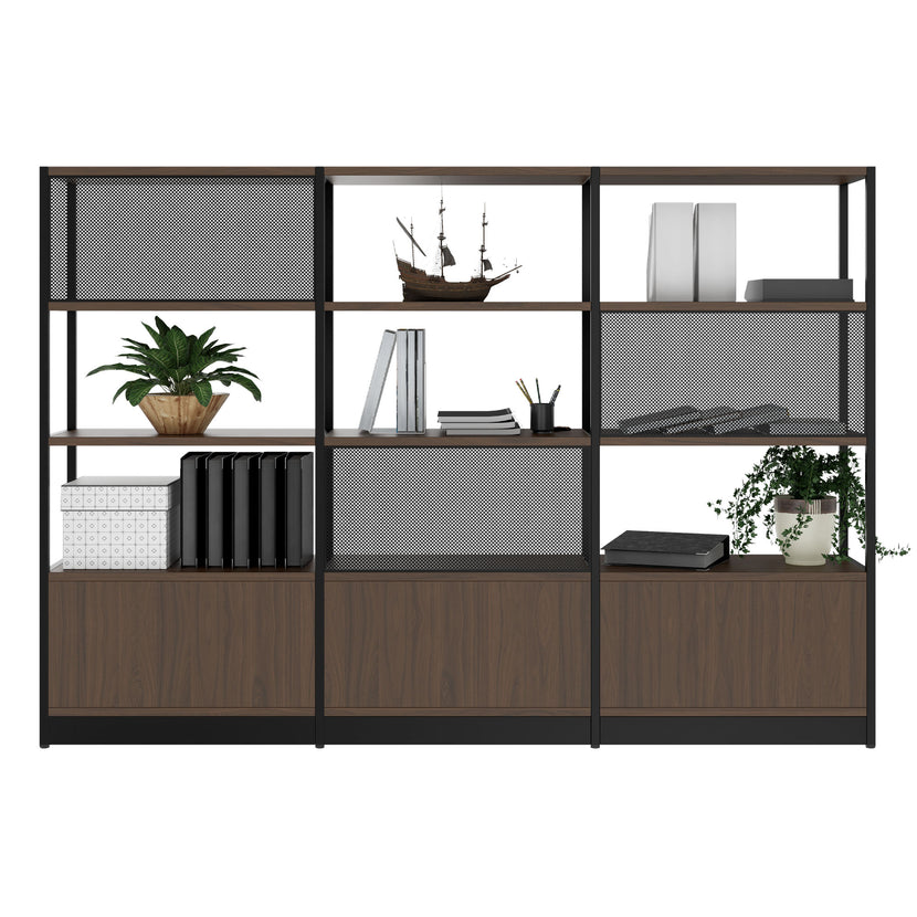 ATELLA shelf cabinet | 4 OH, 2350 x 1635 mm, walnut