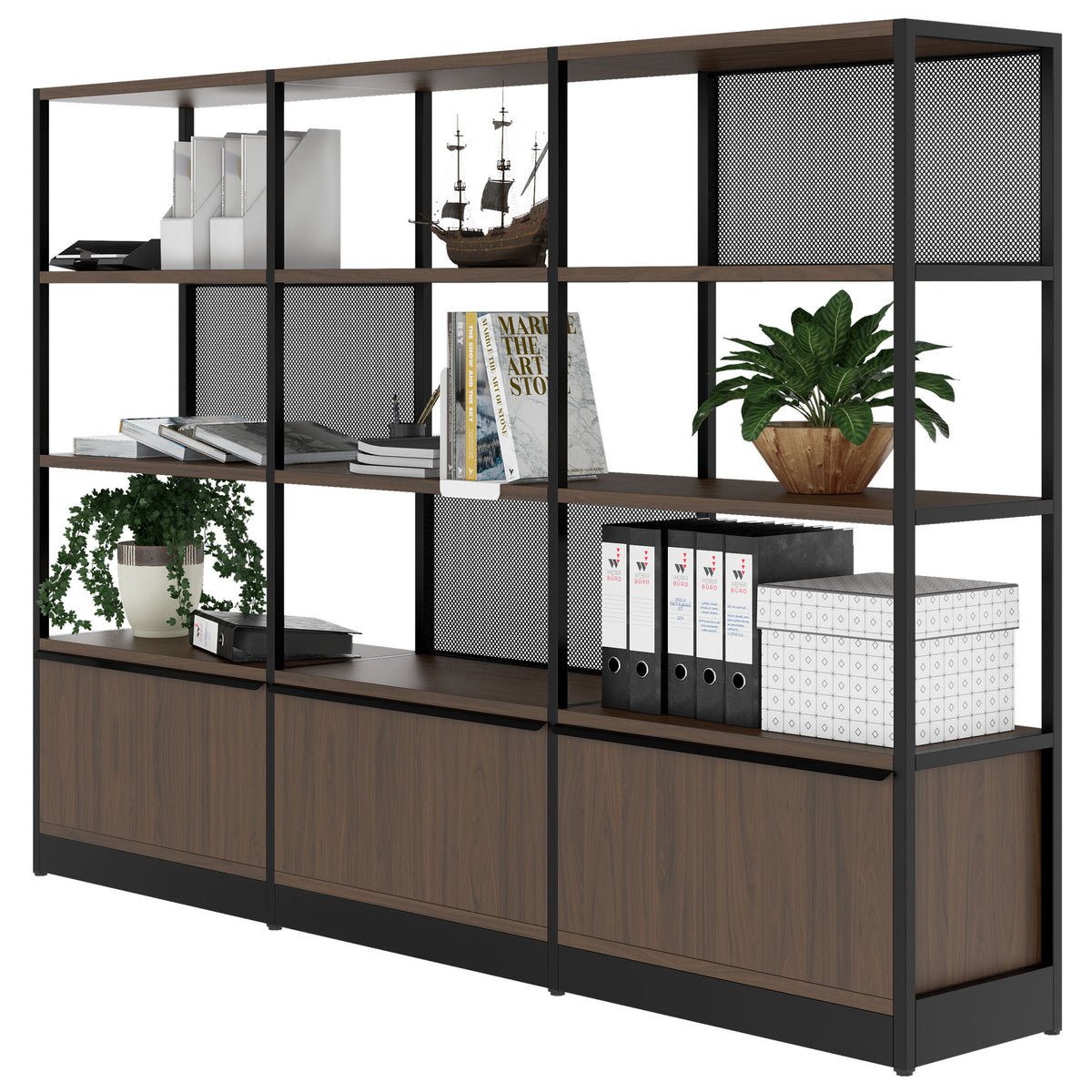 ATELLA Regalschrank | 4 OH, 2350 x 1635 mm, Nussbaum - 3 Lightbox Main Image