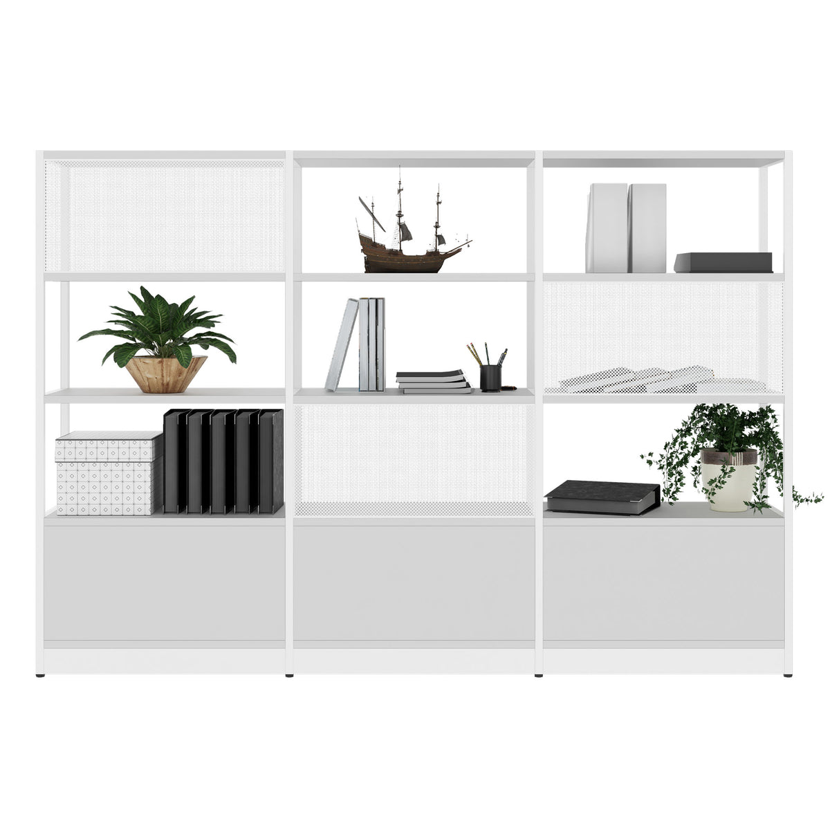 ATELLA Armadio a scaffale | 4 OH, 2350 x 1635 mm, grigio perla  - 4 Lightbox Main Image