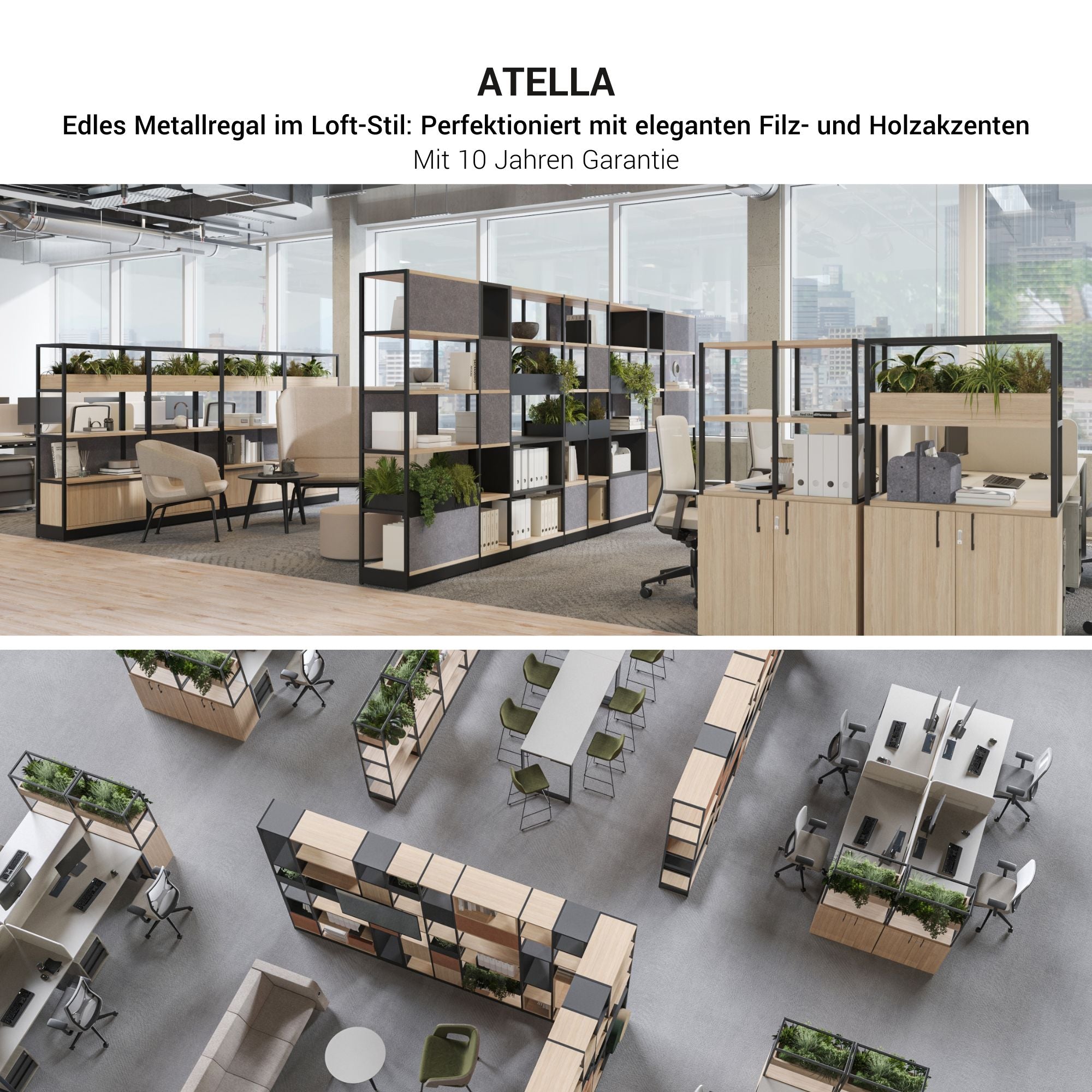 ATELLA Regalschrank | 4 OH, 2350 x 1635 mm, Schwarz