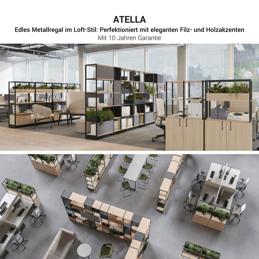 ATELLA Regalschrank | 4 OH, 2350 x 1635 mm, Schwarz
