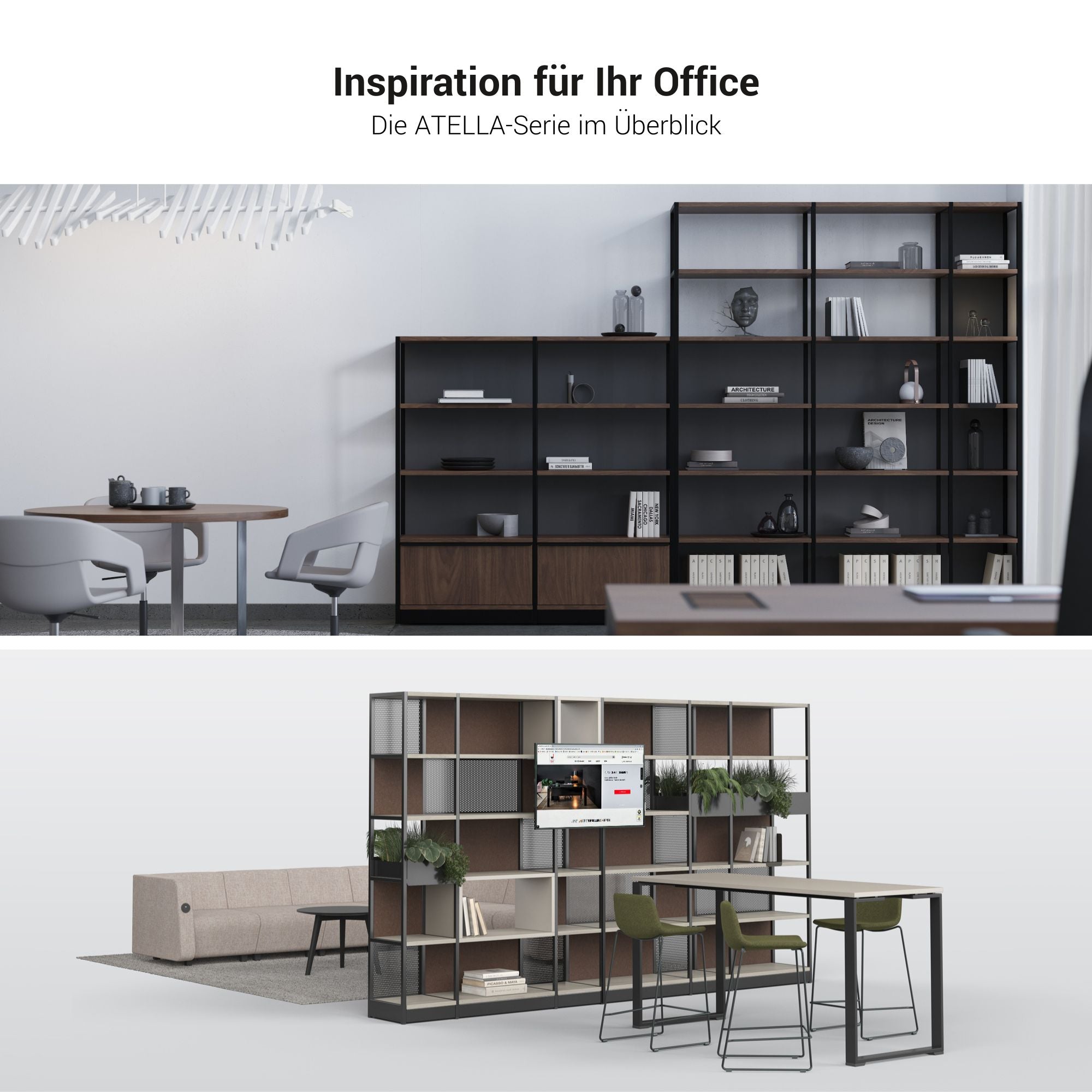 ATELLA Regalschrank | 4 OH, 2350 x 1635 mm, Schwarz