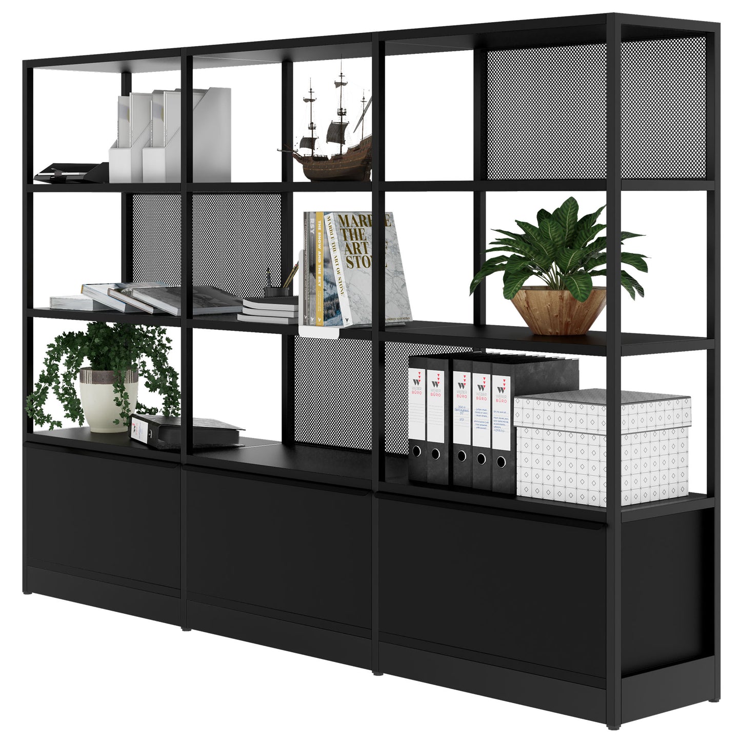 Atella Shelf | 4 OH, 2350 x 1635 mm, nero