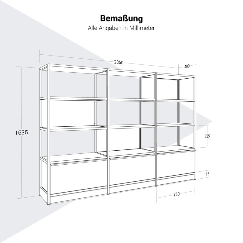 ATELLA Shelf cabinet | 4 Oh, 2350 x 1635 mm, white - 9 Main Image