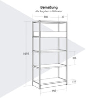 Armoire étagère ATELLA | 4 OH, 800 x 1610 mm, anthracite