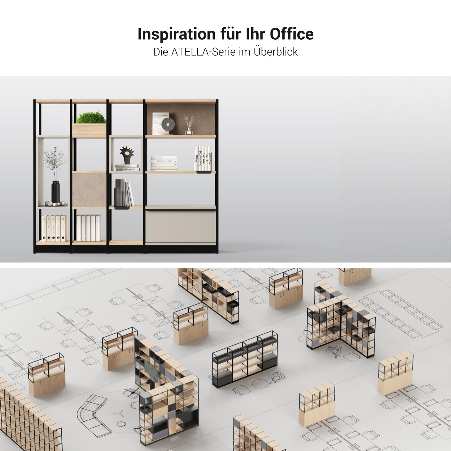 ATELLA Regalschrank | 4 OH, 800 x 1610 mm, Perlgrau