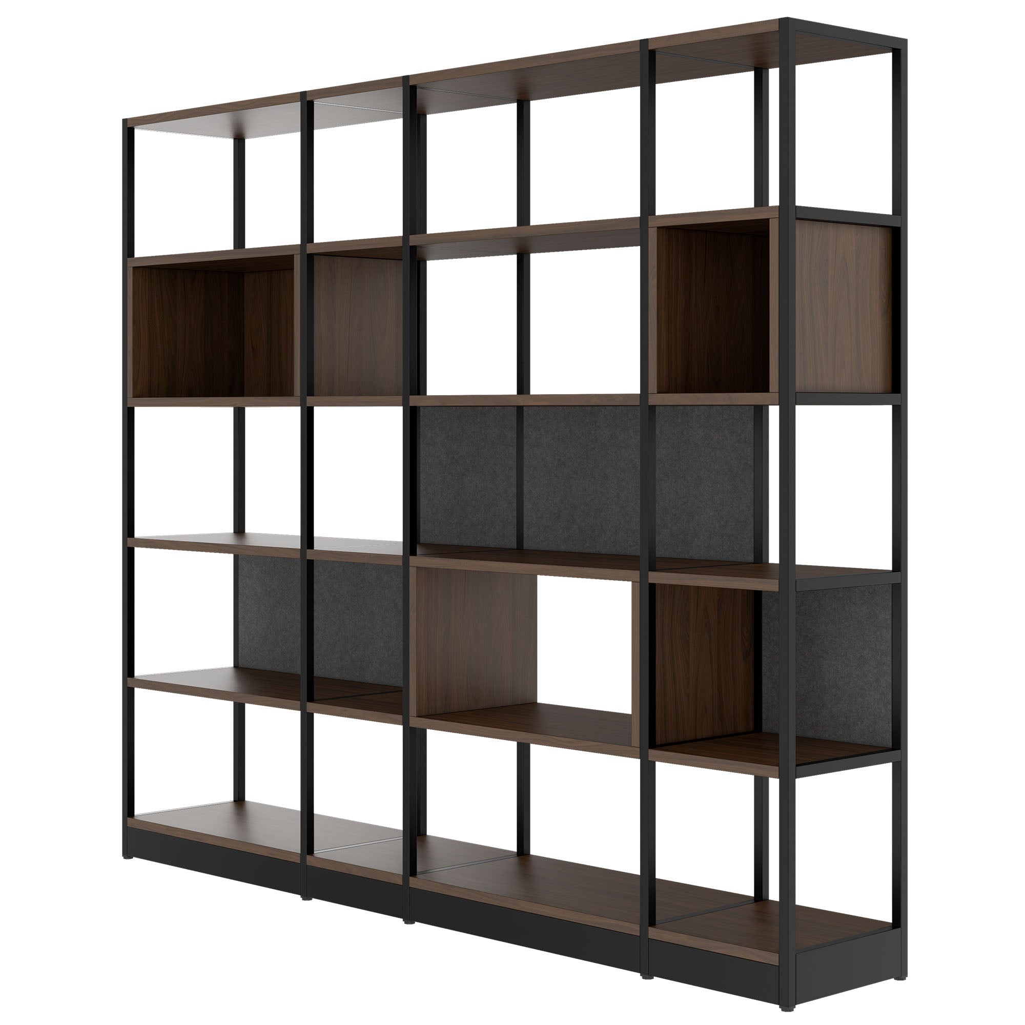 ATELLA shelf cabinet | 5 OH, 2350 x 2015 mm, walnut