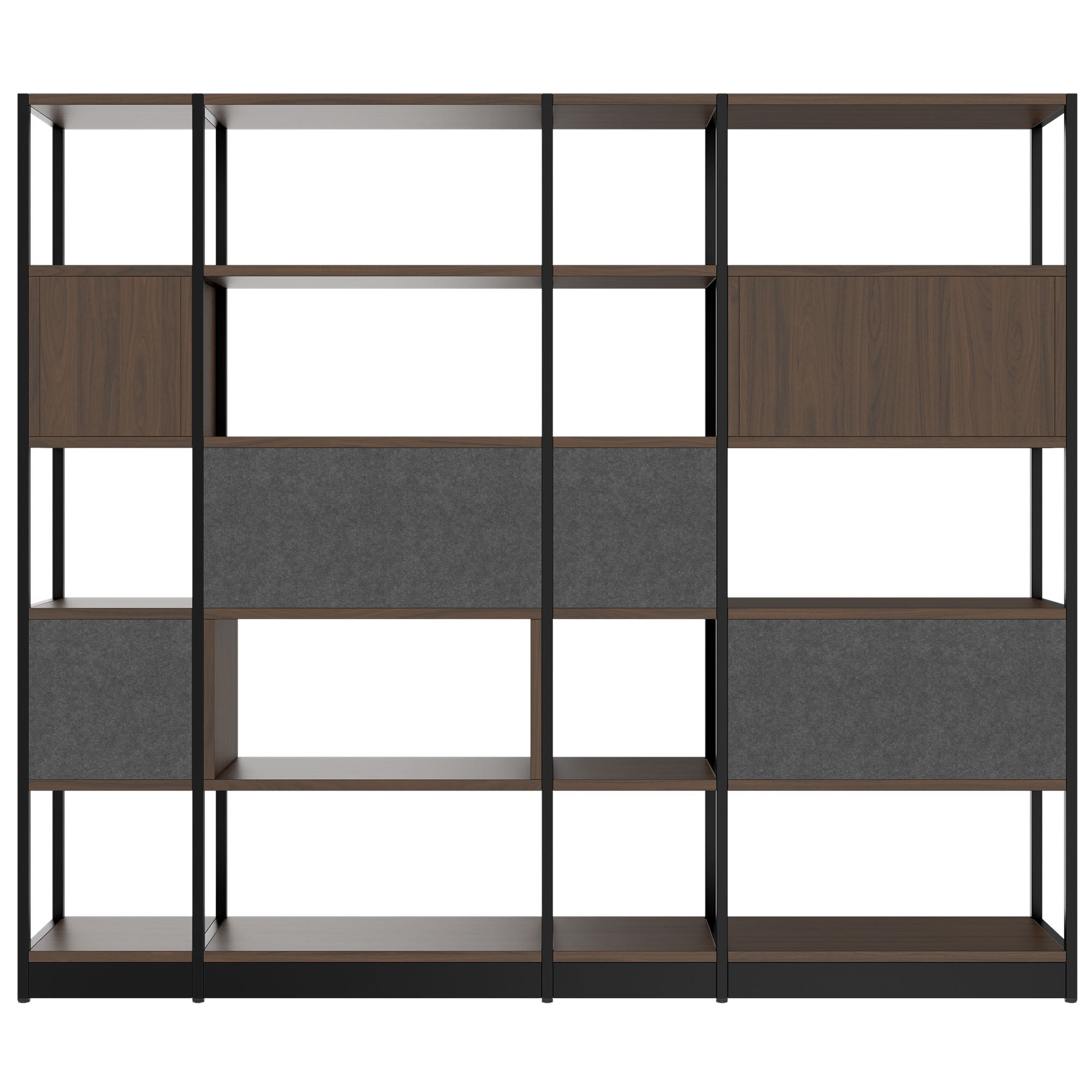 ATELLA shelf cabinet | 5 OH, 2350 x 2015 mm, walnut