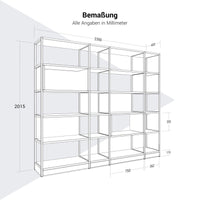 ATELLA shelf cabinet | 5 OH, 2350 x 2015 mm, black