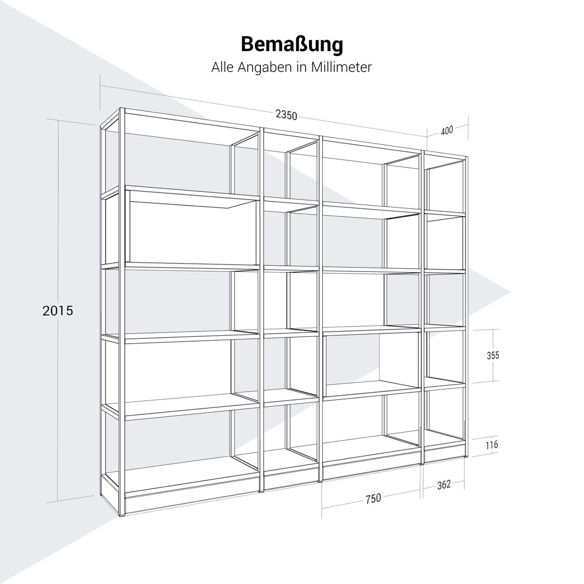 ATELLA Armoire de rangement | 5 OH, 2350 x 2015 mm, blanc  - 9 Lightbox Main Image