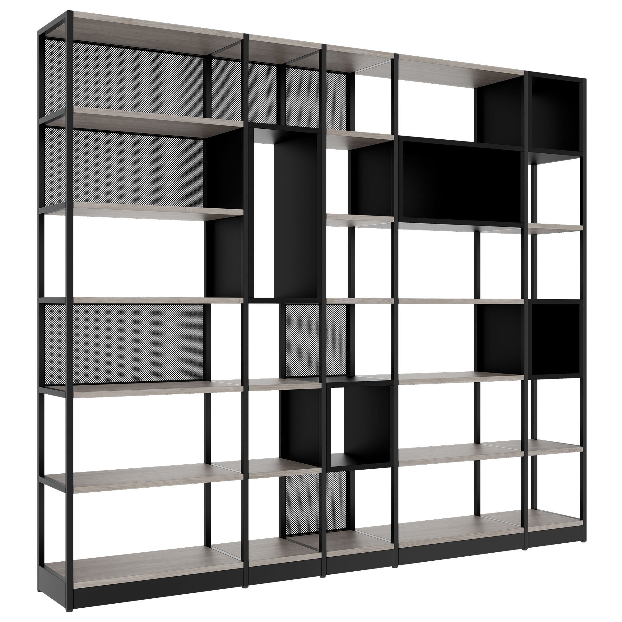 ATELLA Cabinet scaffale | 6 OH, 2736 x 2395 mm, North Oak Grey