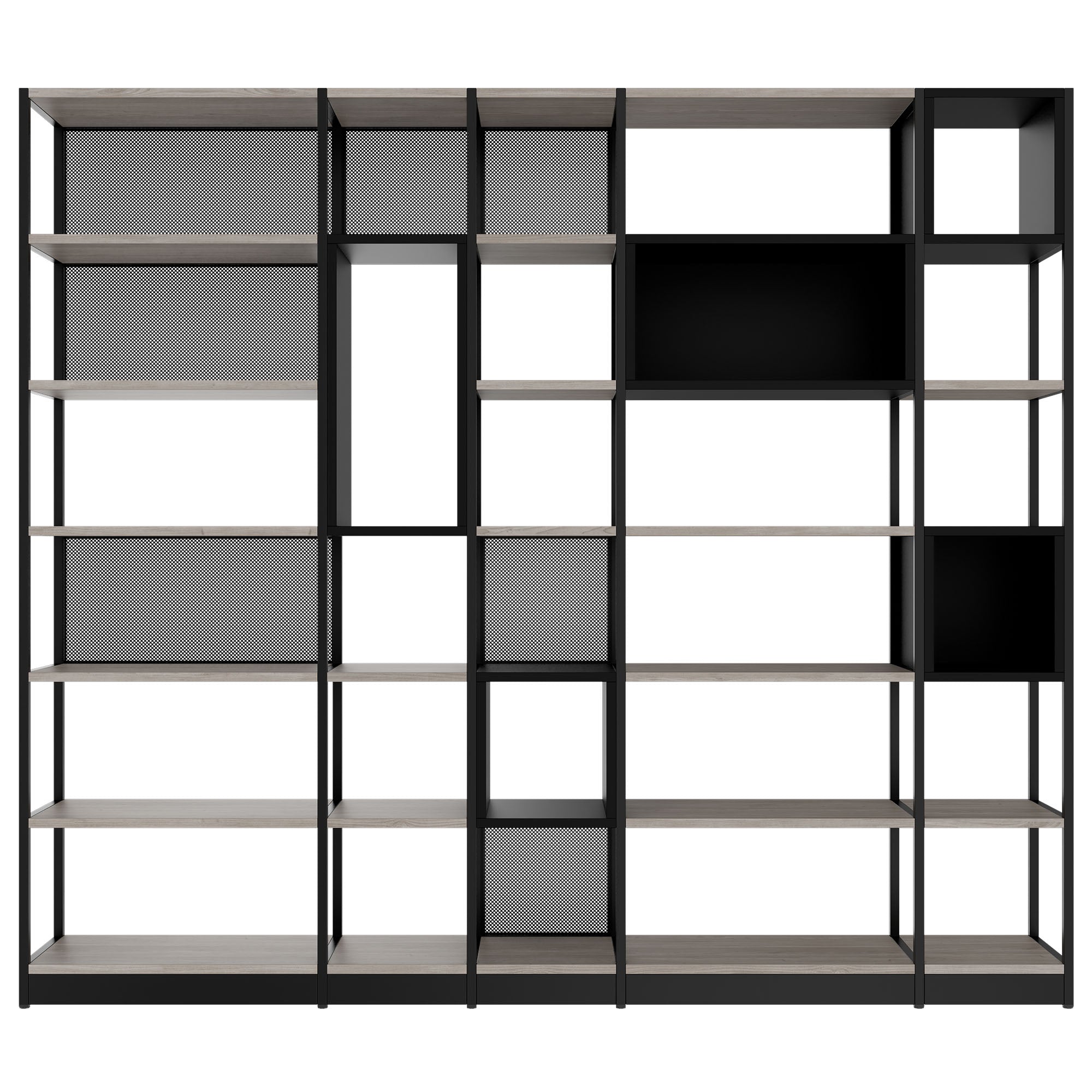 ATELLA Cabinet scaffale | 6 OH, 2736 x 2395 mm, North Oak Grey