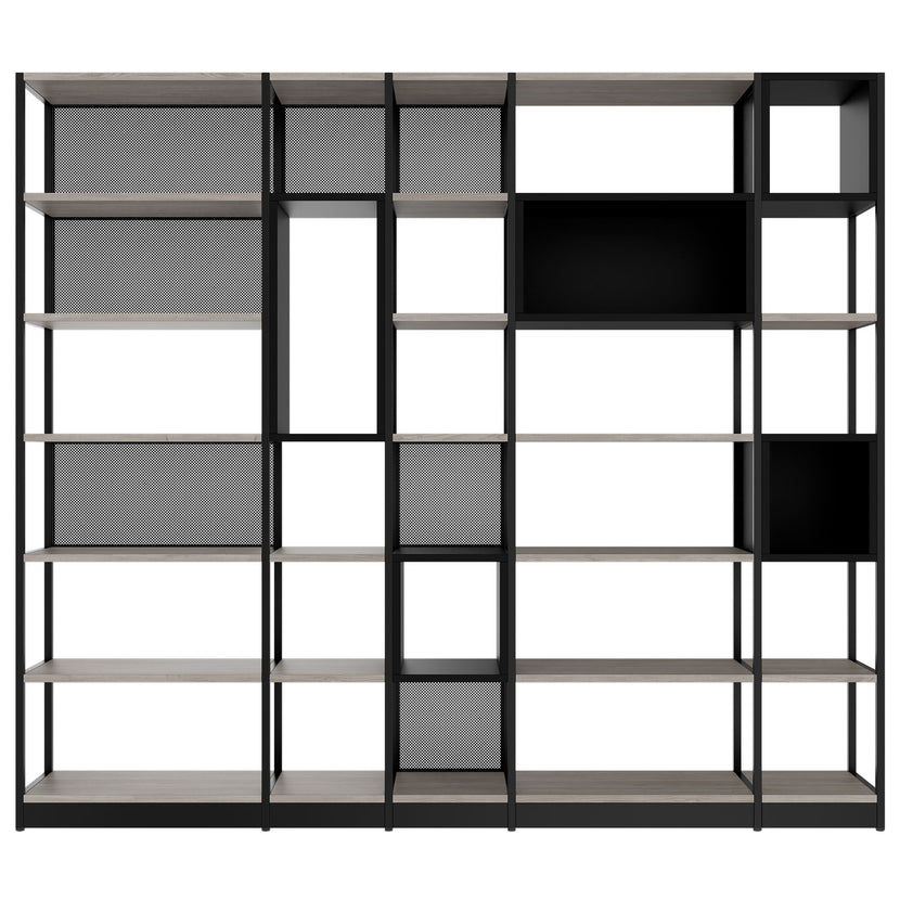 ATELLA Cabinet scaffale | 6 OH, 2736 x 2395 mm, North Oak Grey