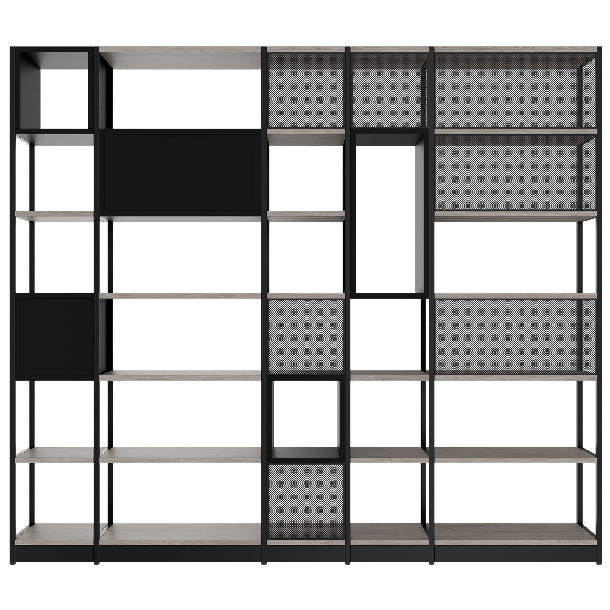 ATELLA Cabinet scaffale | 6 OH, 2736 x 2395 mm, North Oak Grey