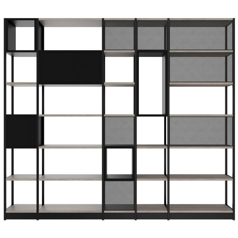 ATELLA Cabinet scaffale | 6 OH, 2736 x 2395 mm, North Oak Grey