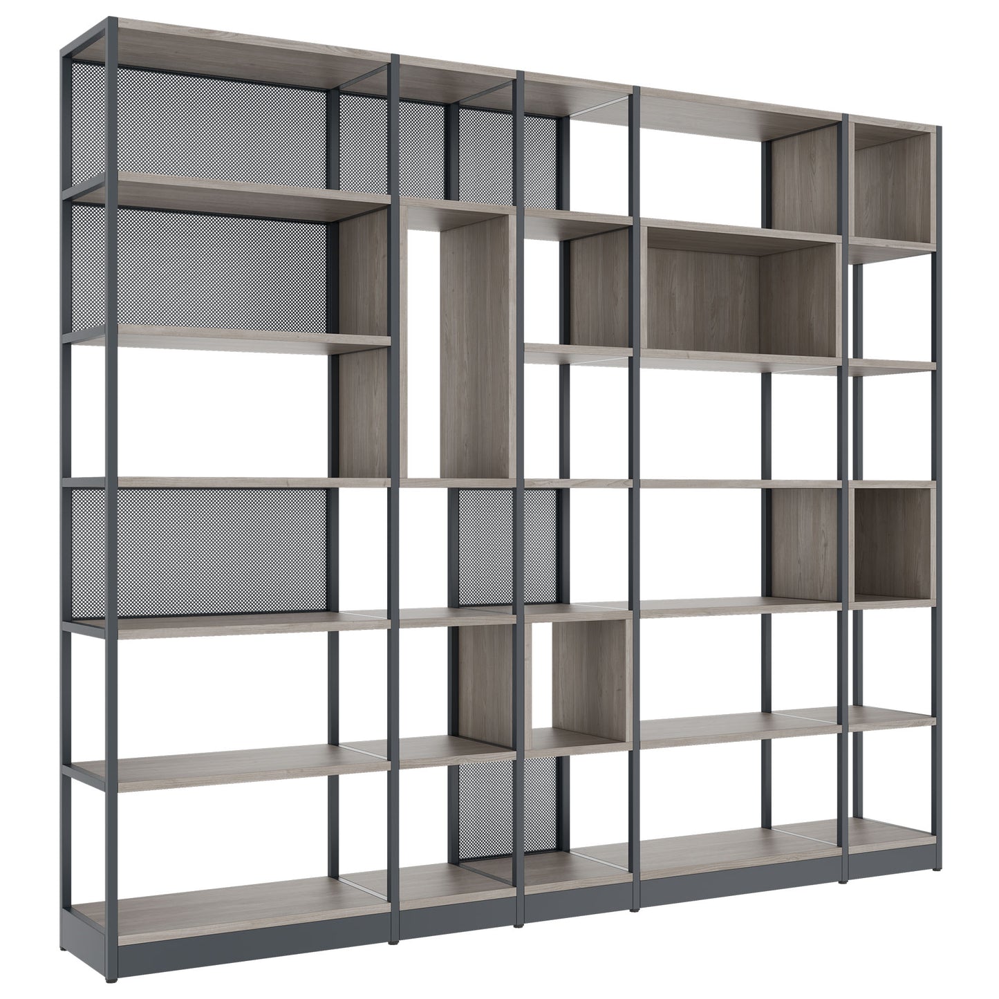 Armoire étagère ATELLA | 6 OH, 2736 x 2395 mm, chêne du nord gris