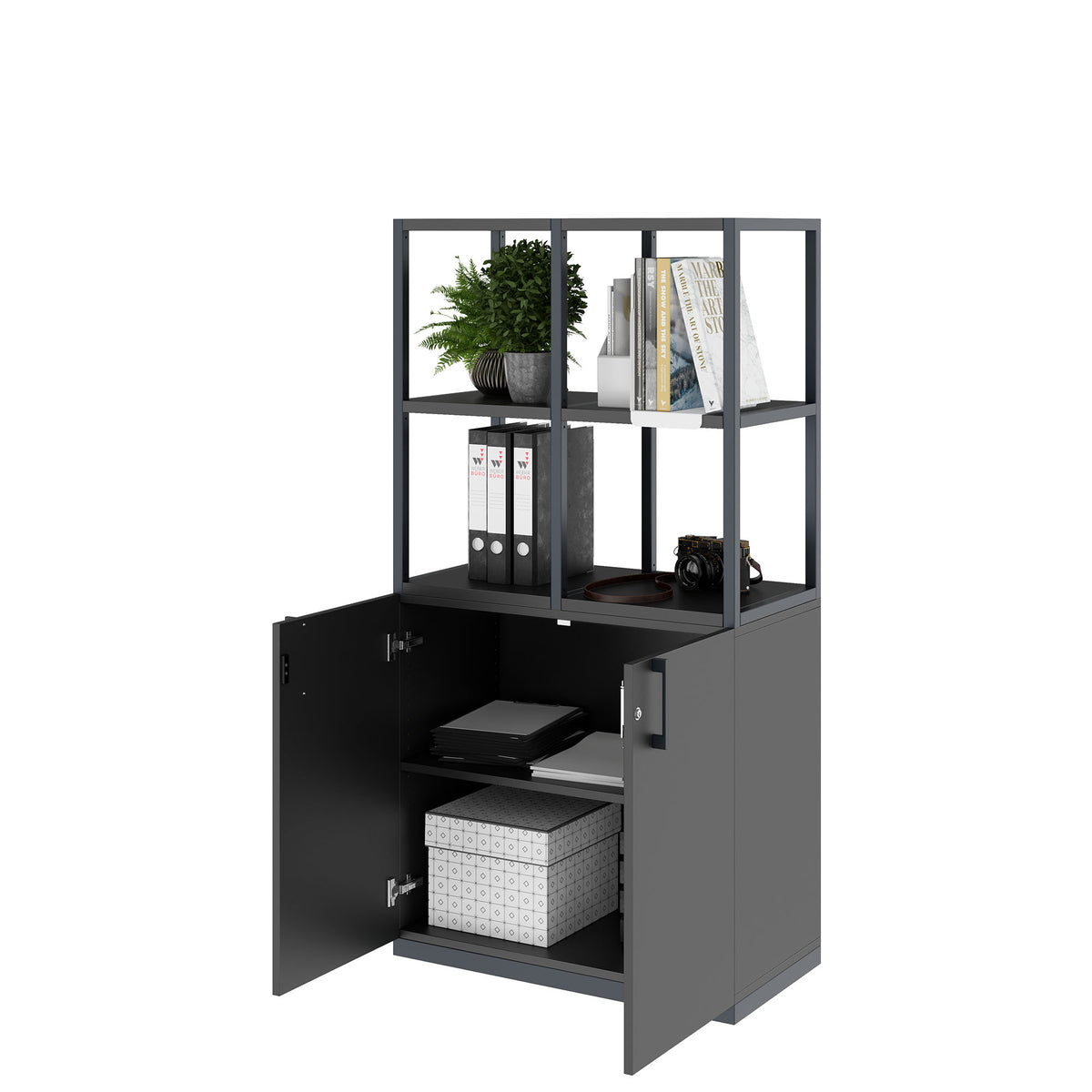 CHOICE Shelf cabinet | 4 OH, 800 x 1545 mm, Anthracite  - 3 Lightbox Main Image